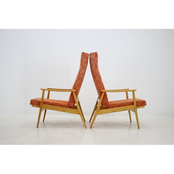 Image 1 of Vintage pair of adjustable armchairs with footstools by Thon, 1970.