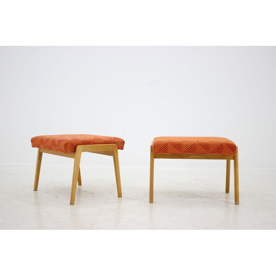 Image 1 of Vintage pair of adjustable armchairs with footstools by Thon, 1970.