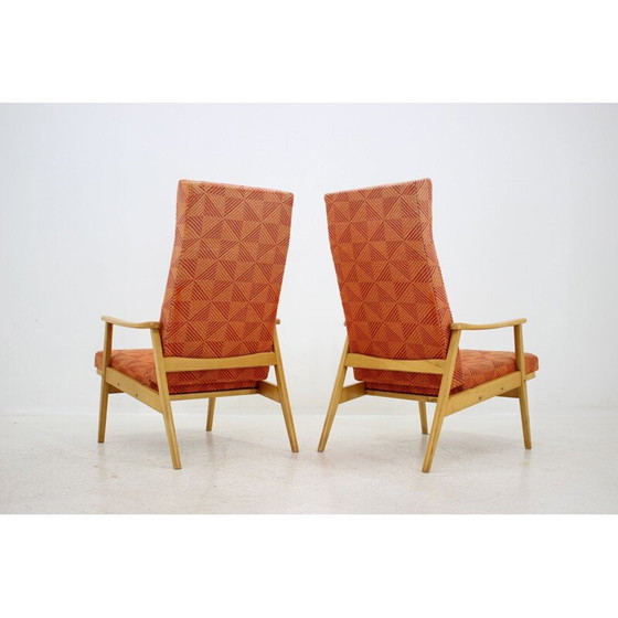Image 1 of Vintage pair of adjustable armchairs with footstools by Thon, 1970.