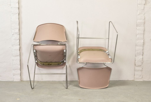 Set of 2 Matrix Krueger Muted Pink Stackable Dining Chairs Designed by Thomas Tolleson