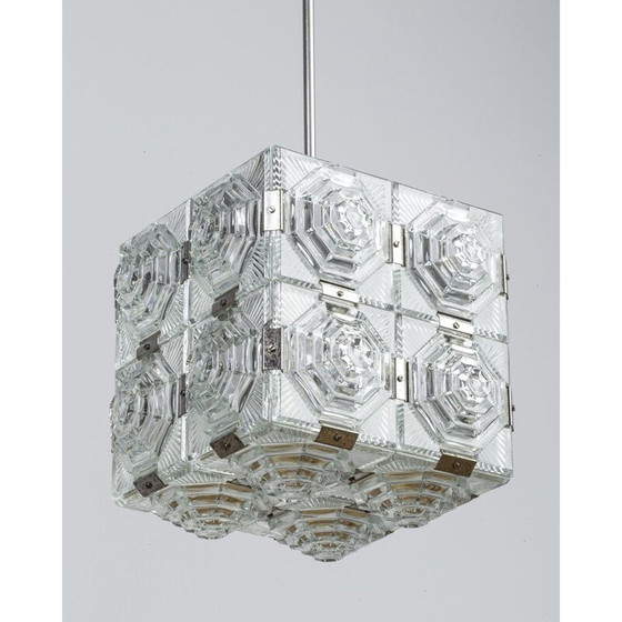 Image 1 of Kamenicky Senov's vintage cut-glass cube suspension, 1950