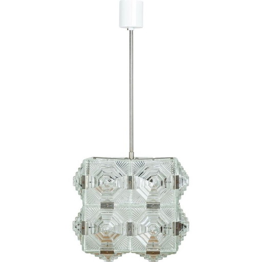 Kamenicky Senov's vintage cut-glass cube suspension, 1950
