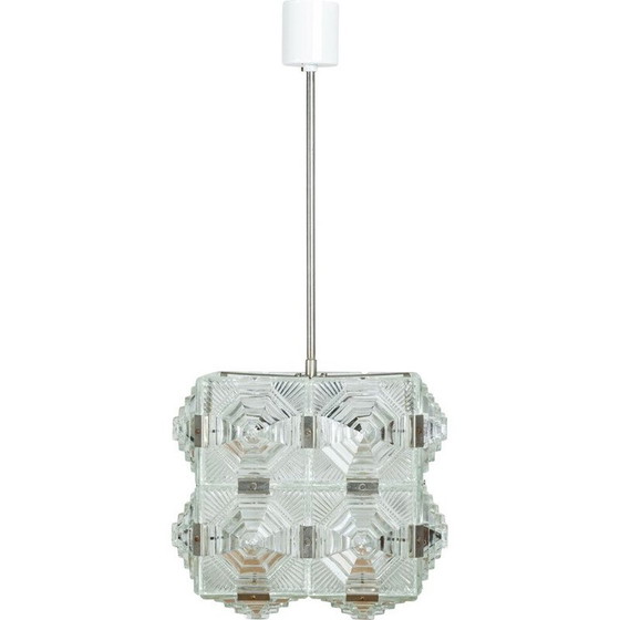 Image 1 of Kamenicky Senov's vintage cut-glass cube suspension, 1950