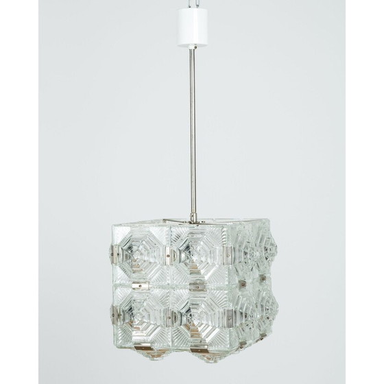 Image 1 of Kamenicky Senov's vintage cut-glass cube suspension, 1950