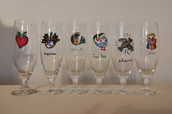 Image 1 of 6x Kosta Boda beer glass Ulrica Hydman Vallien