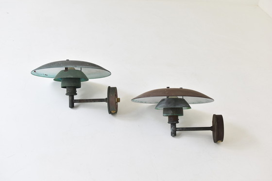 Image 1 of A set of two PH 4.5 copper wall lamps by Poul Henningsen for Louis Poulsen, Denmark 1980s.