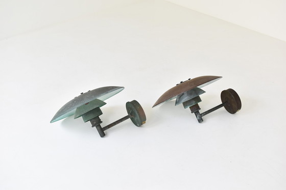 Image 1 of A set of two PH 4.5 copper wall lamps by Poul Henningsen for Louis Poulsen, Denmark 1980s.