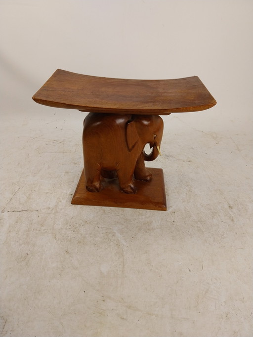 1 X African Stool. With Elephant .