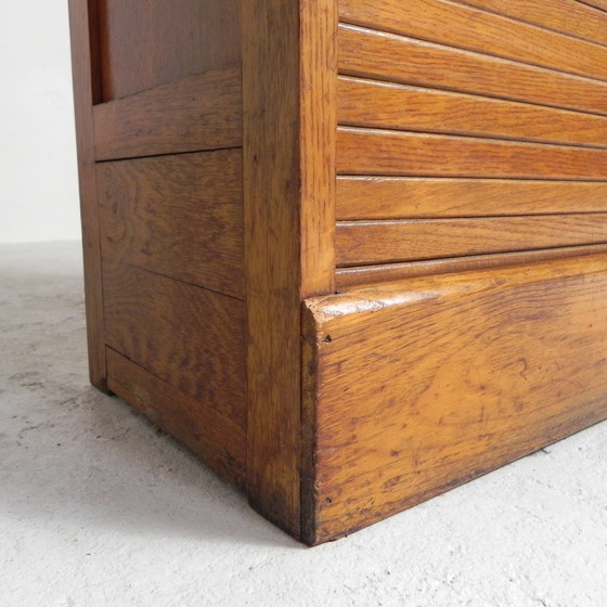 Image 1 of Oak shutter cabinet with 2 shutters, 145 cm high