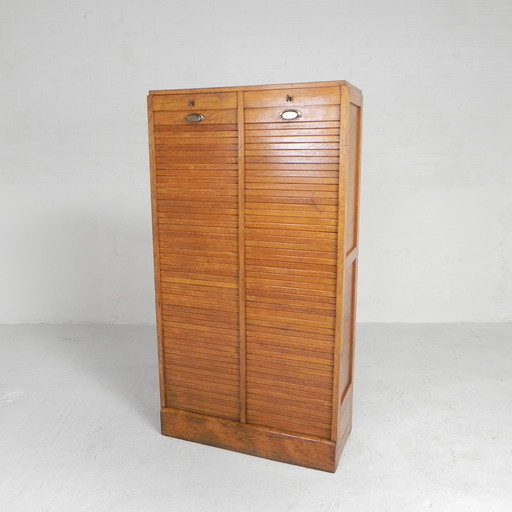 Armoire à volets roulants en chêne avec 2 volets, hauteur 145 cm