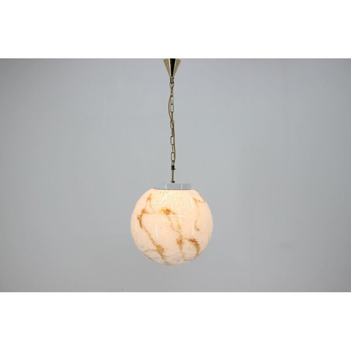 Pair of vintage glass pendant lamps by Kamenicky Senov, Czechoslovakia 1970