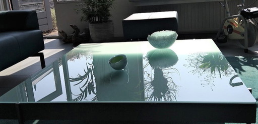 Glass Square Design Coffee Table Size 105 M X 32 Cm. With A Pair Of Small Damage (Easy To Fix)