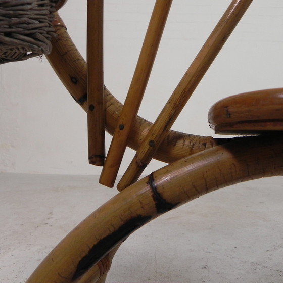 Image 1 of Bamboo Plant Stand With 3 Pots, 1950s