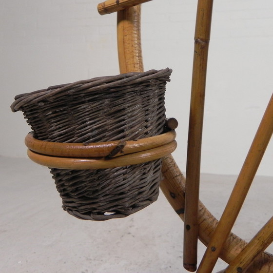 Image 1 of Bamboo Plant Stand With 3 Pots, 1950s