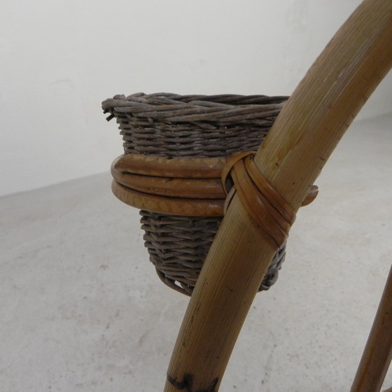 Image 1 of Bamboo Plant Stand With 3 Pots, 1950s