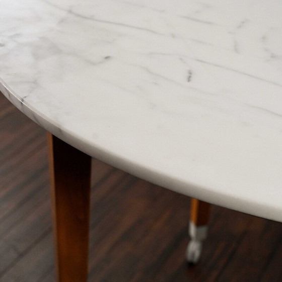 Image 1 of Vintage Neoz high table in mahogany-stained cherry and white Carrara marble by Philippe Starck, 1990