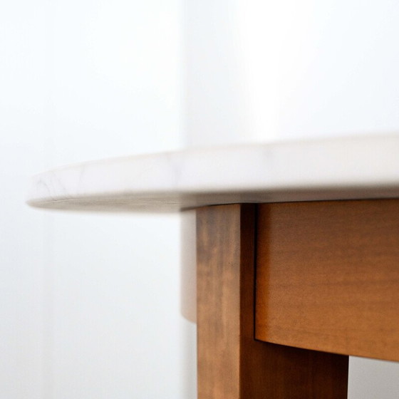 Image 1 of Vintage Neoz high table in mahogany-stained cherry and white Carrara marble by Philippe Starck, 1990