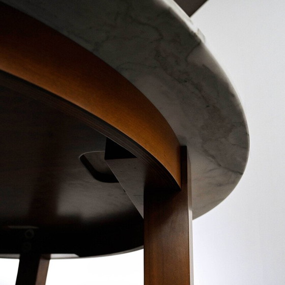 Image 1 of Vintage Neoz high table in mahogany-stained cherry and white Carrara marble by Philippe Starck, 1990