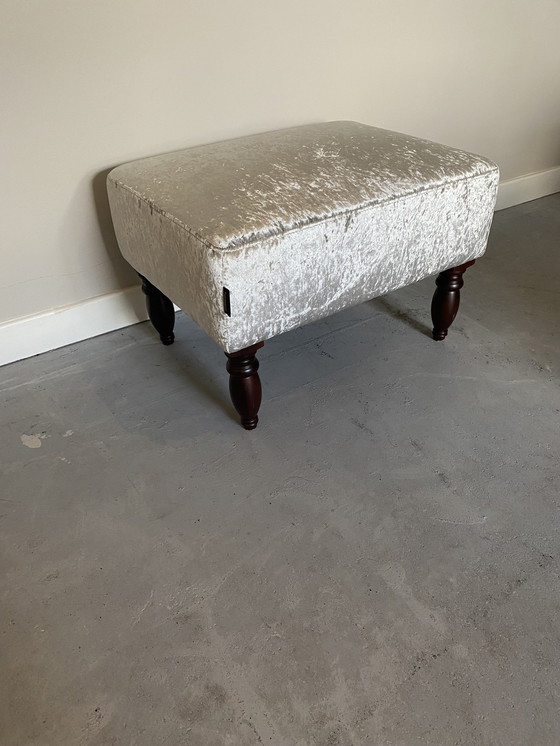 Image 1 of Chair In Silver Velvet Fabric With Matching Hocker