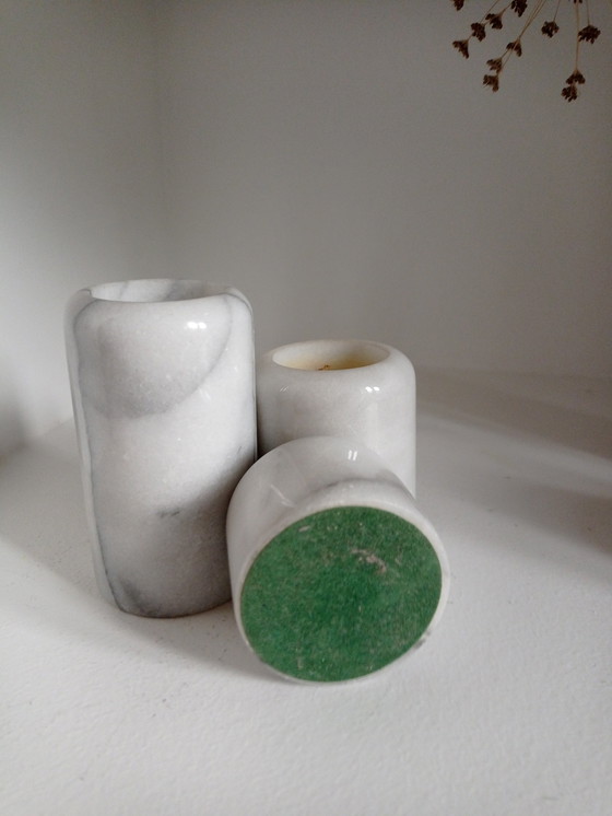 Image 1 of 3 White Marble Candleholders