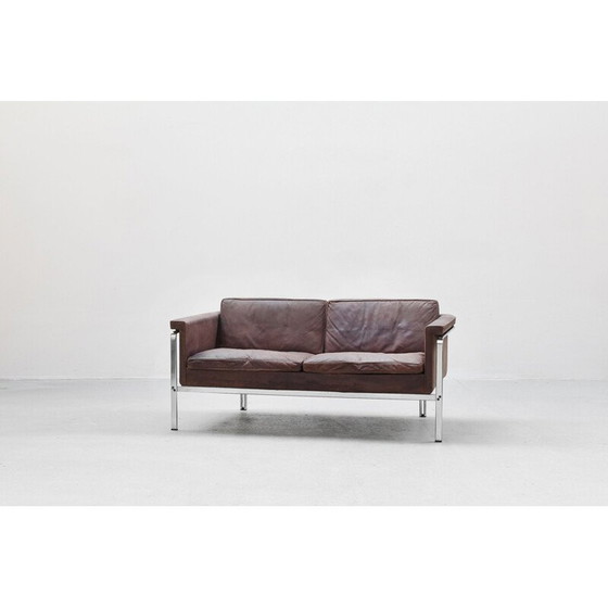Image 1 of Vintage brown leather sofa by Horst Bràning for Alfred Kill International, Germany 1968