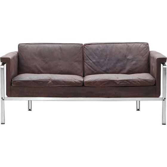 Image 1 of Vintage brown leather sofa by Horst Bràning for Alfred Kill International, Germany 1968