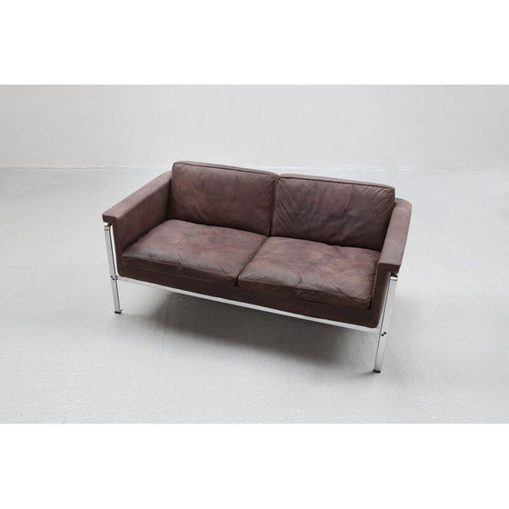 Image 1 of Vintage brown leather sofa by Horst Bràning for Alfred Kill International, Germany 1968