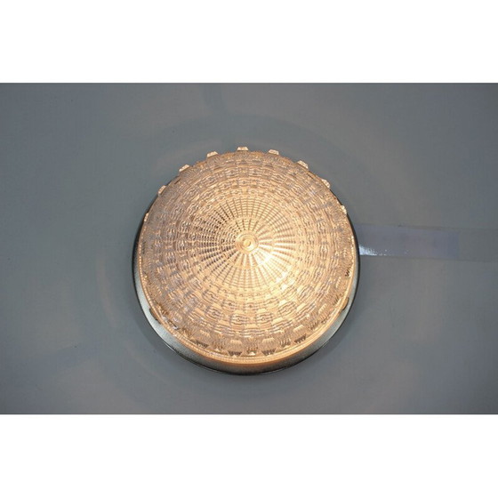 Image 1 of Vintage chrome steel and glass ceiling lamp by Pokrok Žilina, Czechoslovakia 1970