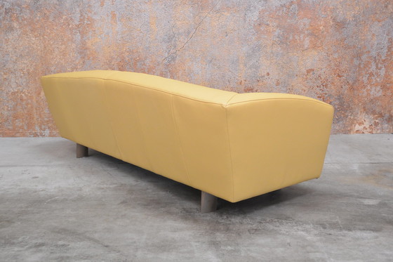 Image 1 of Newly upholstered yellow leather Montis Riva sofa