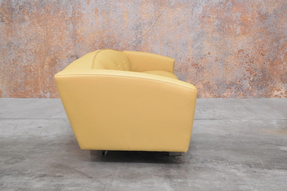 Image 1 of Newly upholstered yellow leather Montis Riva sofa