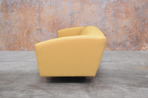 Image 1 of Newly upholstered yellow leather Montis Riva sofa