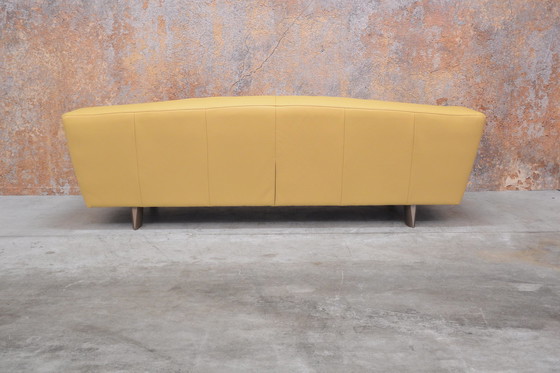 Image 1 of Newly upholstered yellow leather Montis Riva sofa