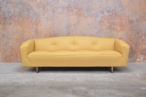 Newly upholstered yellow leather Montis Riva sofa