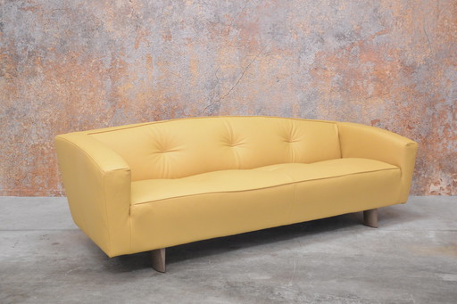 Newly upholstered yellow leather Montis Riva sofa