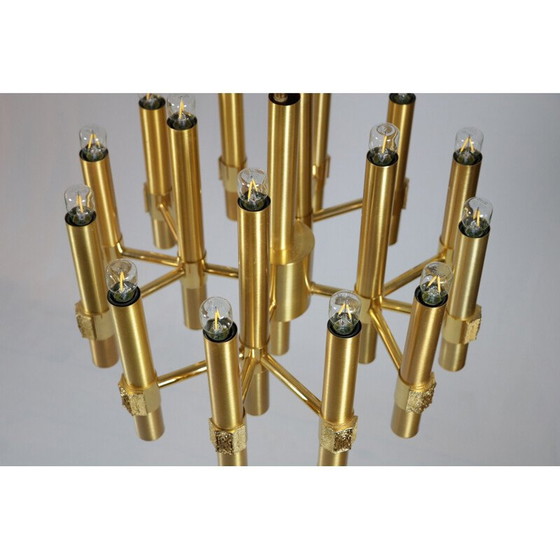 Image 1 of Vintage gilded brass chandelier by Angelo Brotto for Esperia, Italy 1970