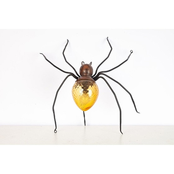 Image 1 of Vintage metal and glass wall lamp with a spider look, 1970