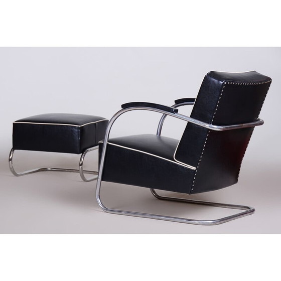 Image 1 of Vintage armchair with black ottoman by Mucke Melder, Czechoslovakia 1930