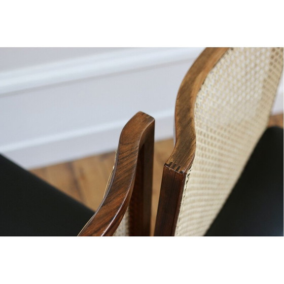 Image 1 of Set of 6 vintage rosewood and cane chairs by Tito Agnoli for La Linea, 1960