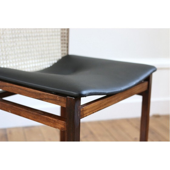 Image 1 of Set of 6 vintage rosewood and cane chairs by Tito Agnoli for La Linea, 1960