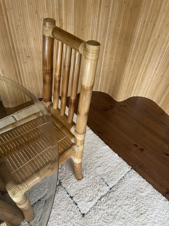 Image 1 of Vintage Boho Bamboo Dining Room Set - Dining Table With 4 Chairs