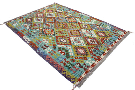 Image 1 of Kilim afgano originale in stile antico, 247 x 178 cm, condizioni eccellenti.