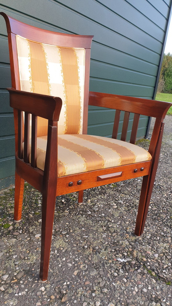 Image 1 of 4x Art Nouveau cherry wood dining room armchairs