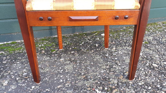 Image 1 of 4x Art Nouveau cherry wood dining room armchairs