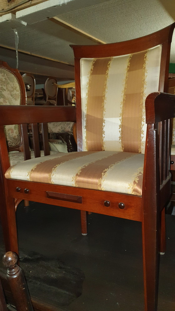 Image 1 of 4x Art Nouveau cherry wood dining room armchairs