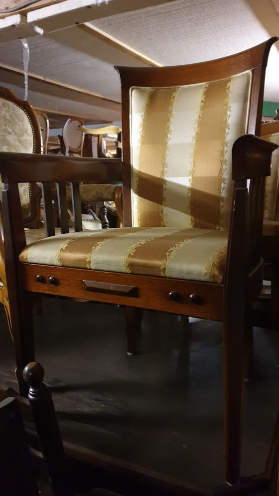 Image 1 of 4x Art Nouveau cherry wood dining room armchairs