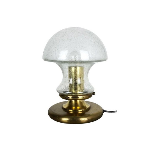 Lampada da tavolo vintage modernista in vetro e ottone a forma di fungo di Doria Lights, 1970