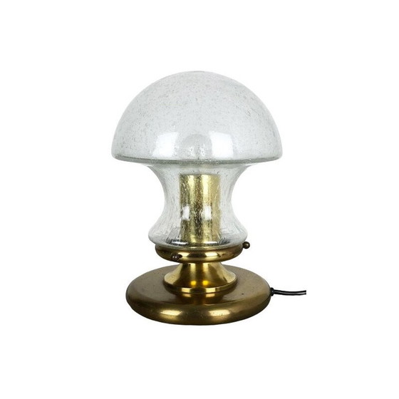 Image 1 of Vintage modernist glass and brass mushroom table Light by Doria Lights, 1970
