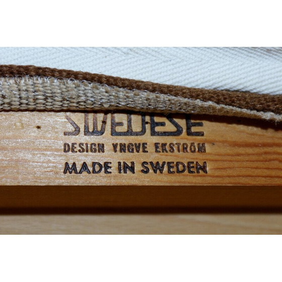 Image 1 of Pair of vintage pine and cotton armchairs by Yngve Ekström for Swedese, Sweden 1970