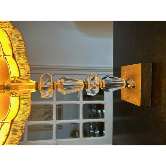 Image 1 of Vintage crystal and brass lamp, 1950