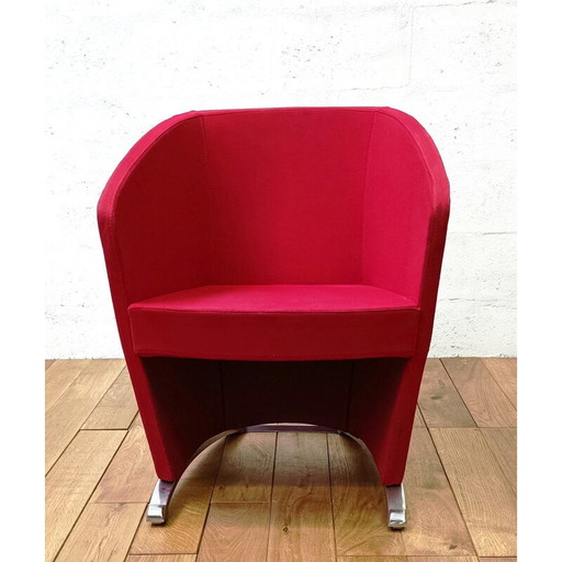 Vintage Styl cabriolet armchair in red fabric